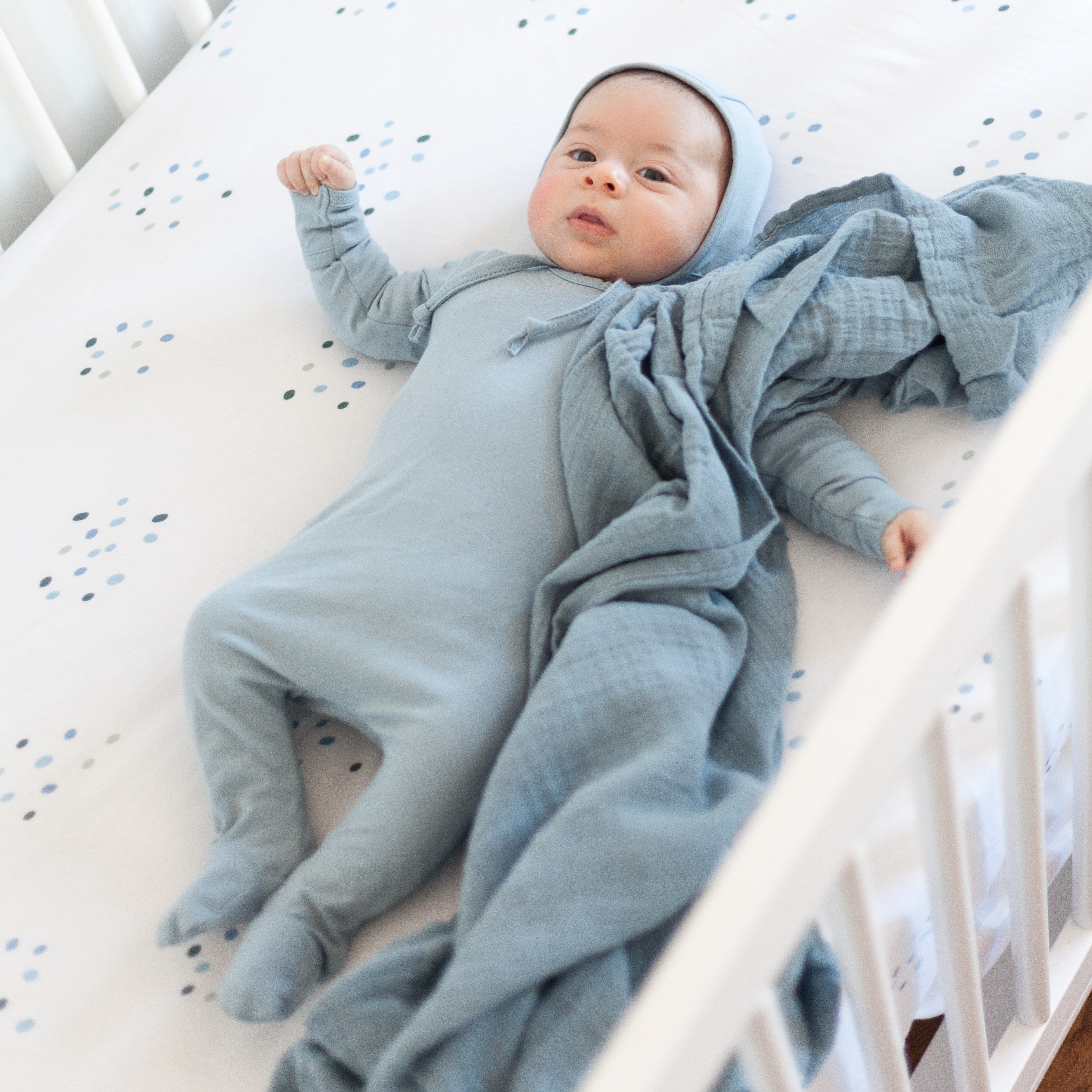 Cotton Muslin Swaddle Blanket - Ocean Blue