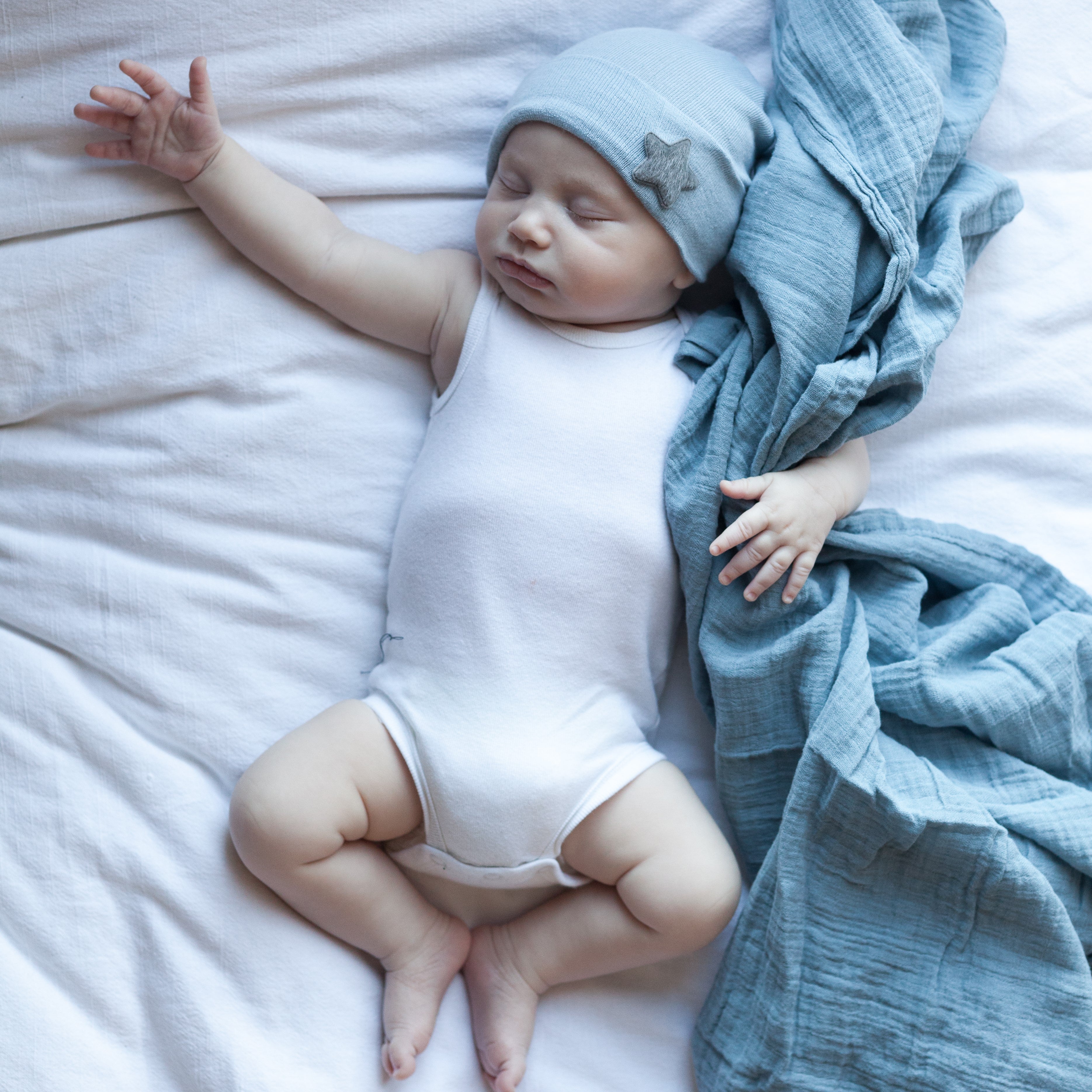 Cotton Muslin Swaddle Blanket - Ocean Blue