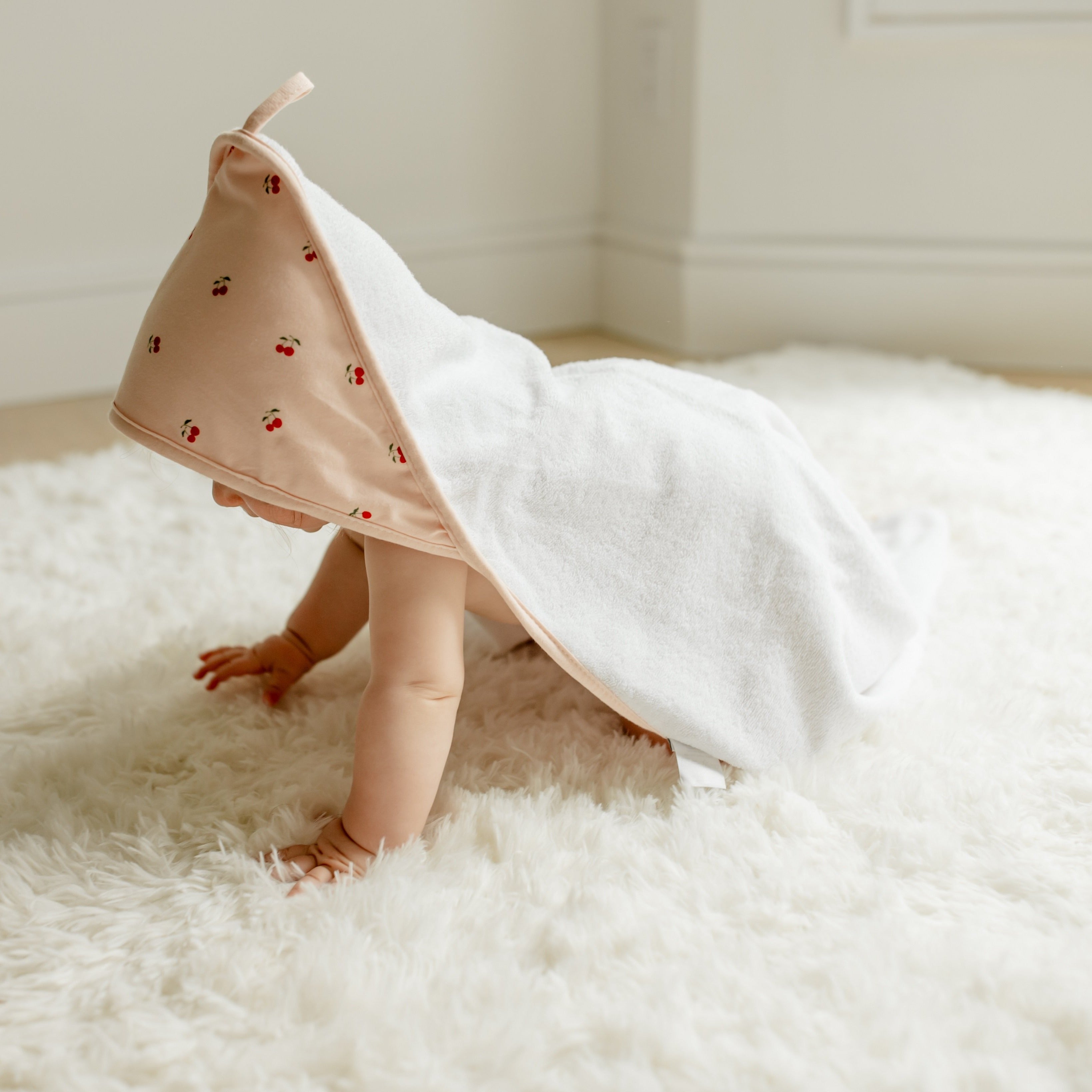 Pink Cherries Hooded Towel &amp; Washcloth