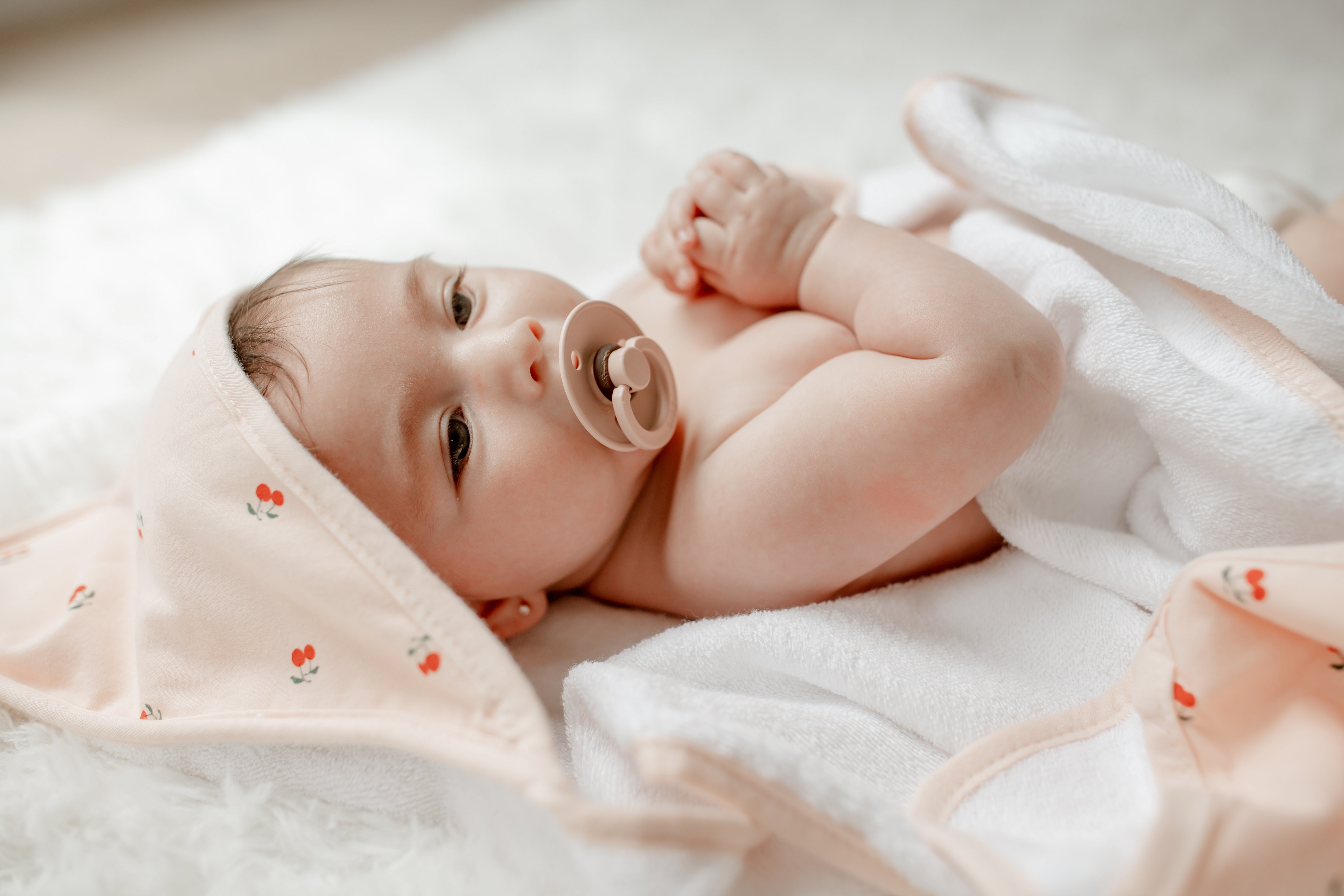Pink Cherries Hooded Towel &amp; Washcloth