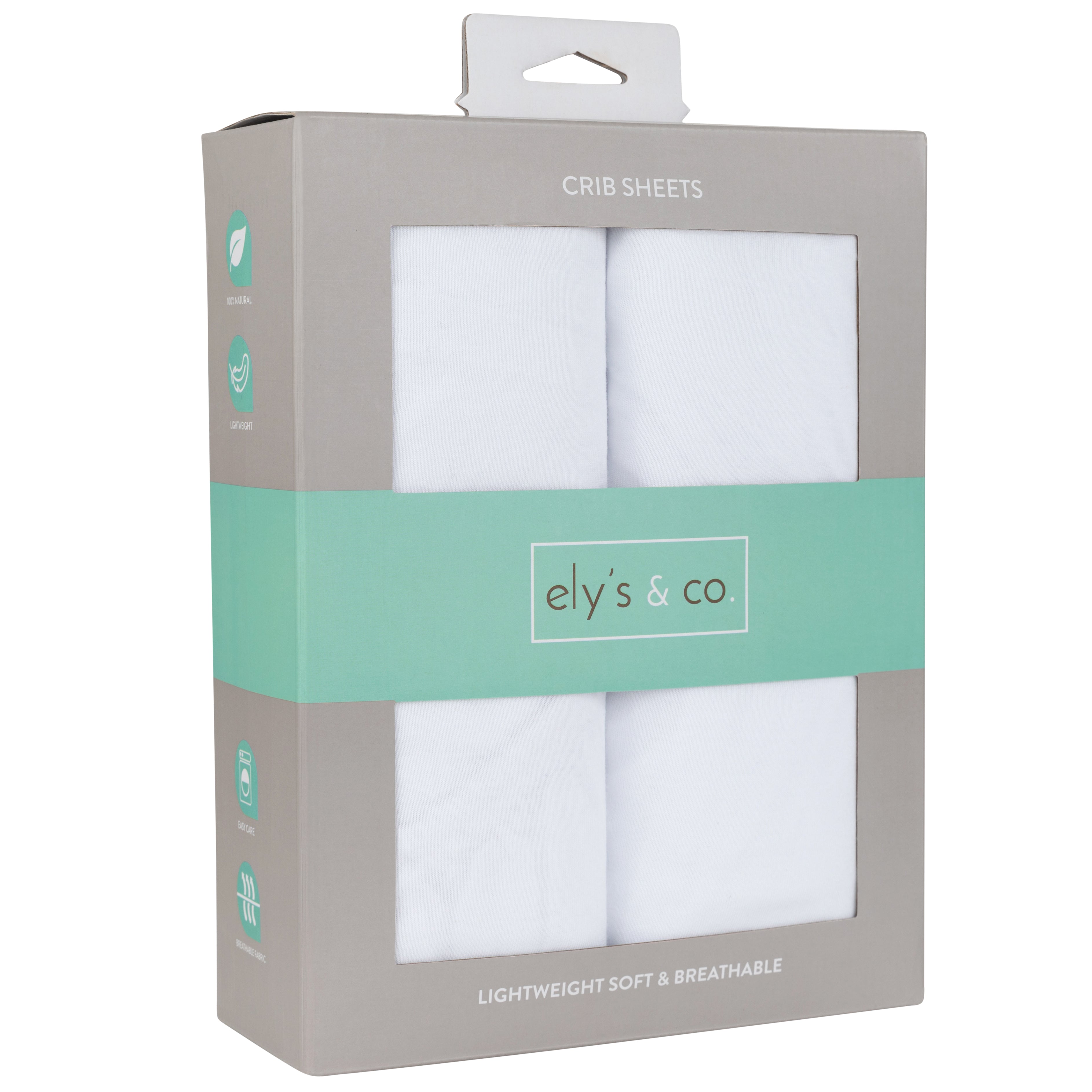2-Pack gift ready white fitted crib sheets