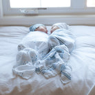 cozy womb-like swaddle - Dusty Blue Rainbow