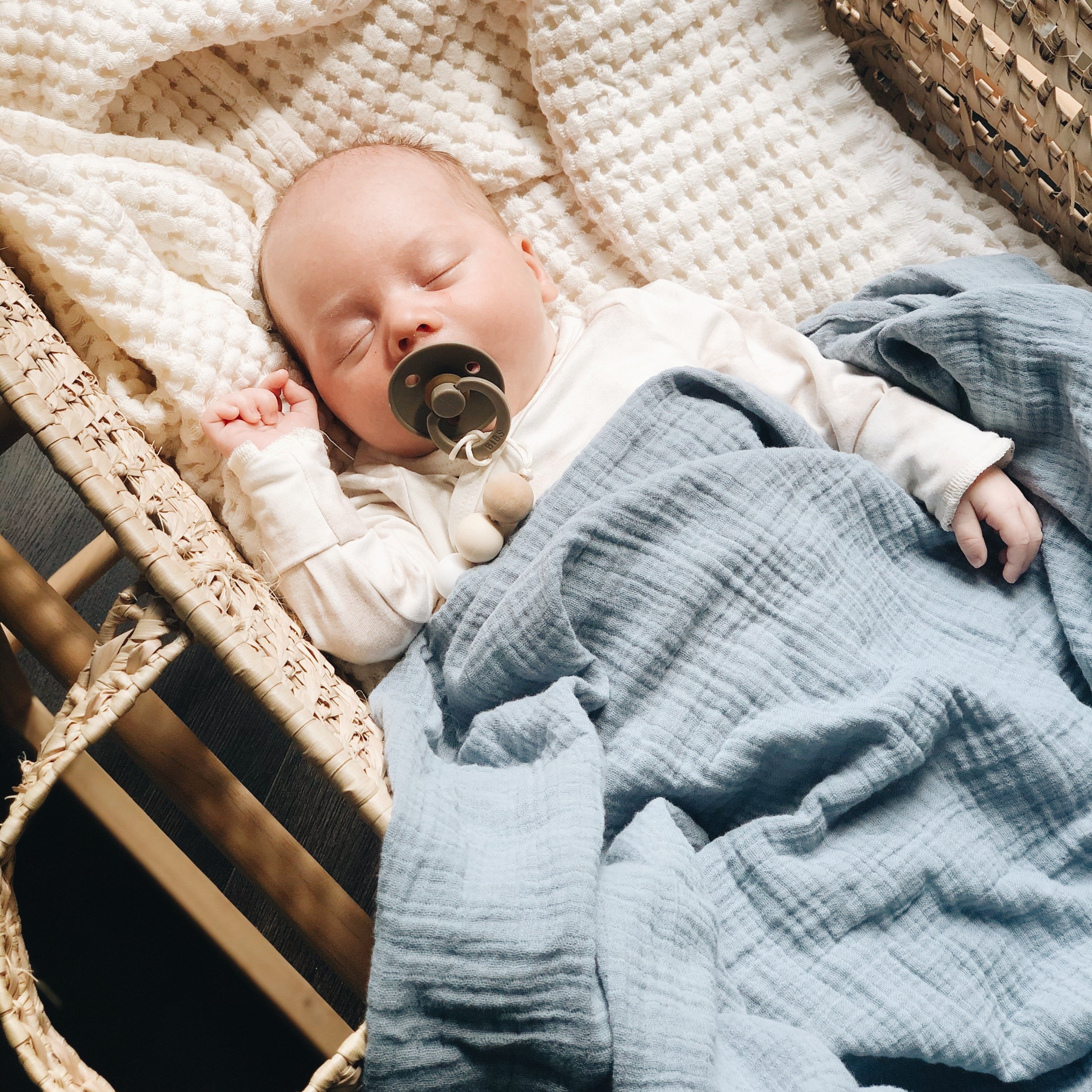 Cotton Muslin Swaddle Blanket - Ocean Blue
