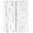 Snug fit crib sheet set grey leaf print