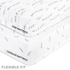 Fitted 2 pack crib sheet set forest grey leaf print